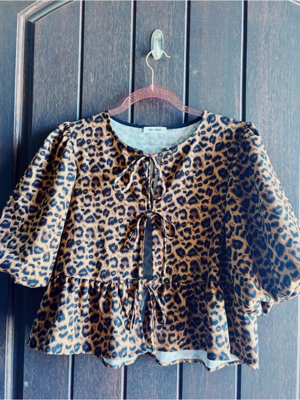 Women’s Leopard Tie-Front Top - Brown